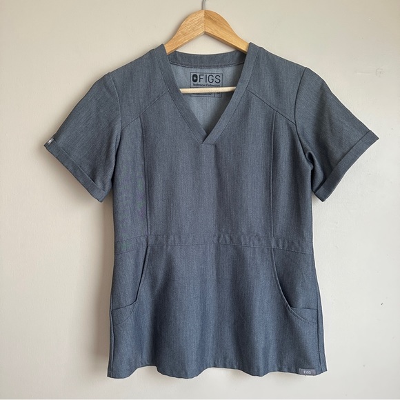 Figs Technical Collection Flores Scrub Top Gray Graphite Short Sleeve Size XS - Picture 10 of 10